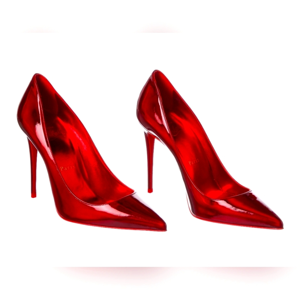 NWT Christian Louboutin Kate 100 Patent Psychic/Lining Loubi Red LE Size 41.5